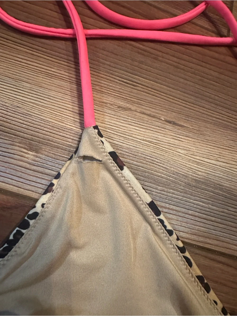 Victoria’s Secret Leopard Print Triangle Bikini with Coral Ties